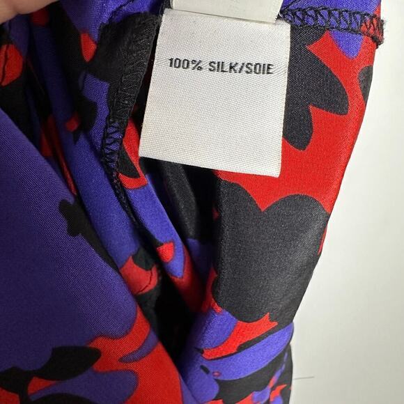 Diane Von Furstenberg Floral Silk Shift Dress Women's Blue Red Size 0 - Picture 5 of 5